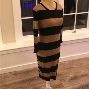 {Philosophy} fitted stripe Black and Tan dress 🍁
